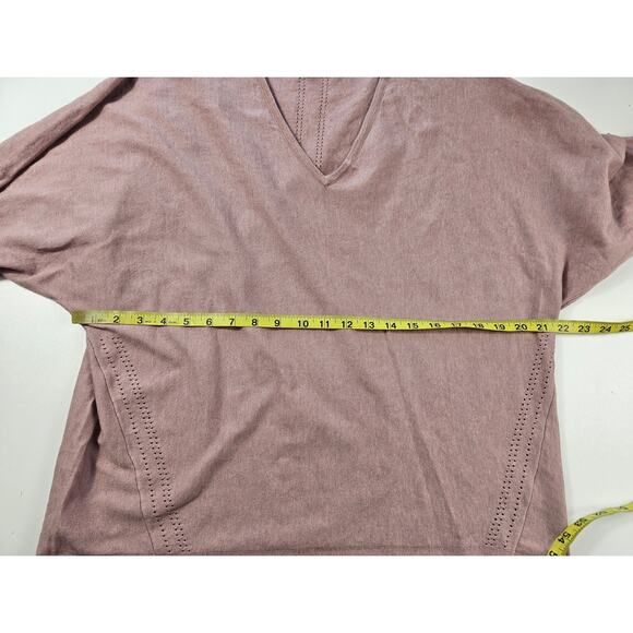 J jill L large pink bolman sleeve short sleeve sweater top v neck stretch casual - Picture 8 of 8